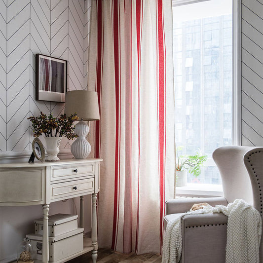 Rideaux en coton et lin rayés Colorblock Ownkoti