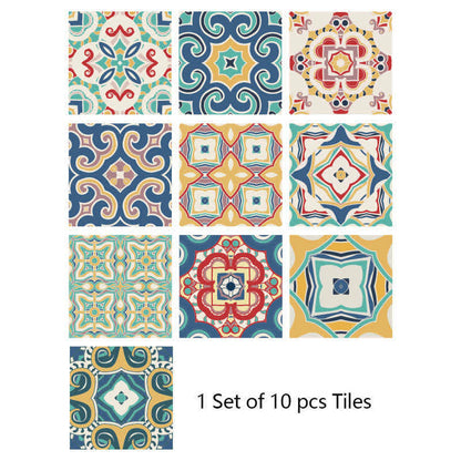 Papier peint et autocollants pour carrelage Ownkoti avec motifs colorés, mixtes, 10 pièces