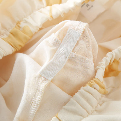 Ensemble de vêtements d'intérieur en coton avec nœud en feuille de ginkgo