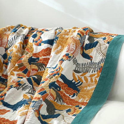 Housse de canapé réversible avec motif fleurs et oiseaux