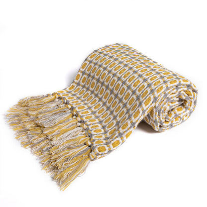 Couverture de canapé tricotée Ownkoti avec pompons