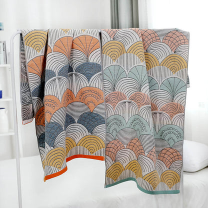Serviette de plage Ownkoti en coton jacquard avec imprimé coquillage