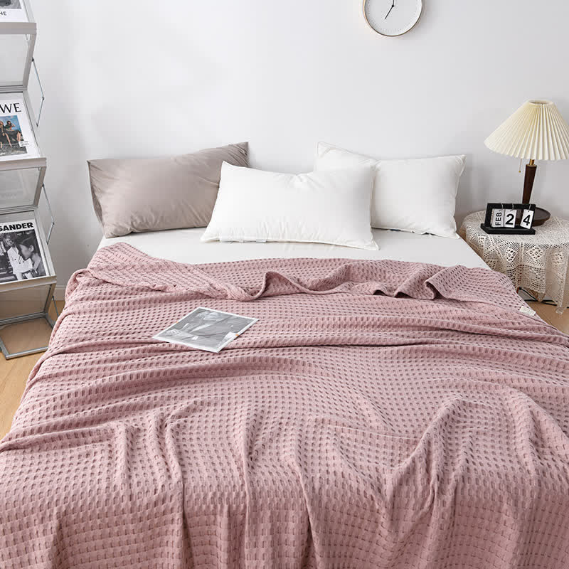 Couette réversible en coton gaufré uni