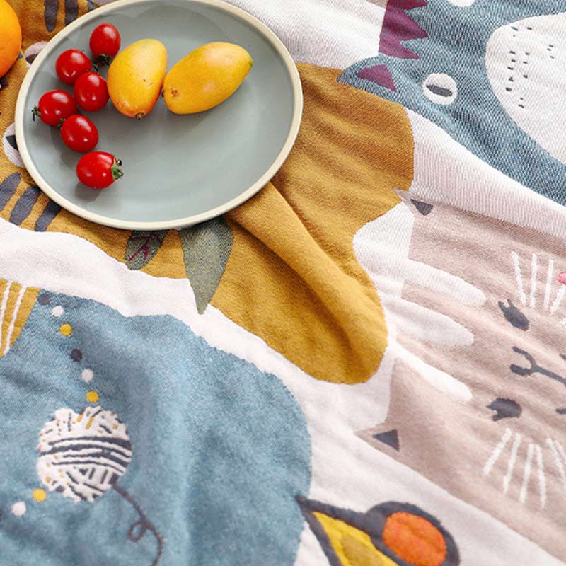 Ownkoti Jolie couverture en coton doux avec motif chat à revers