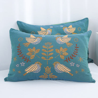 Taies d'oreiller en gaze de coton à motif floral bohème (lot de 2)
