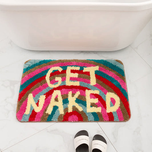 Tapis de bain doux et antidérapant avec motif arc-en-ciel et lettres