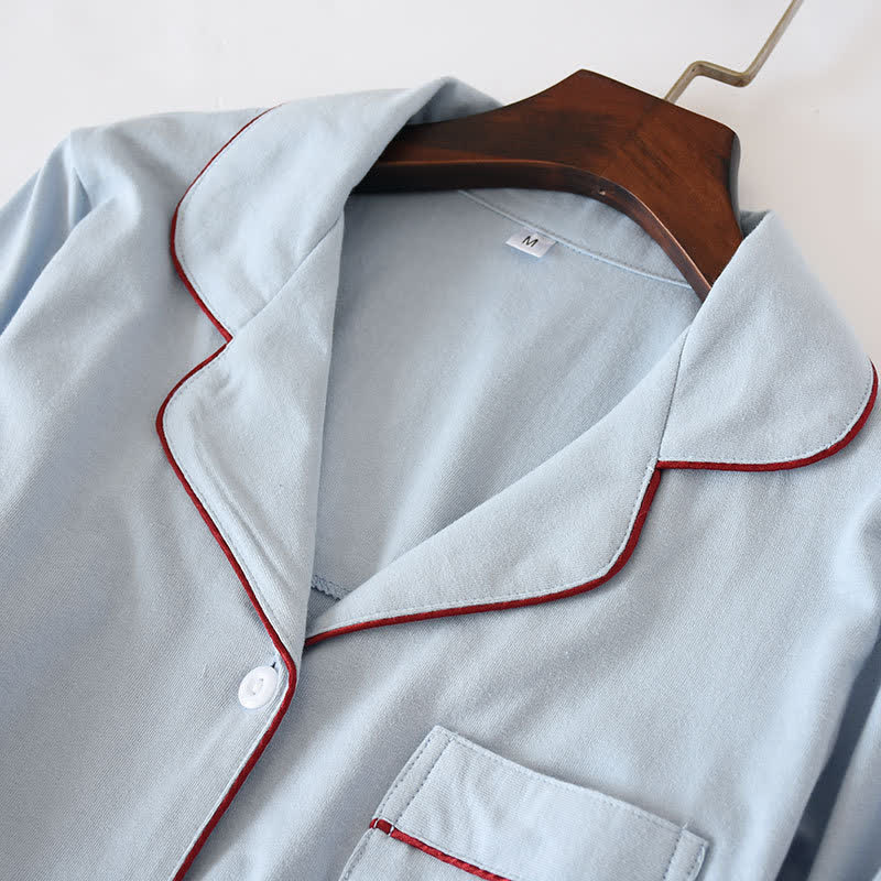 Chemise de nuit en coton uni avec patte de boutonnage