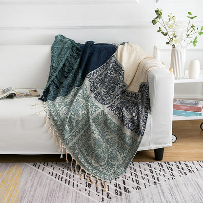 Ownkoti – Châle bohème tricoté avec pompon fleuri