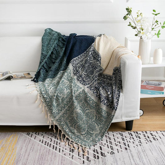 Ownkoti – Châle bohème tricoté avec pompon fleuri