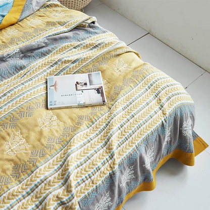 Couverture réversible en coton Ownkoti avec imprimé épis de blé