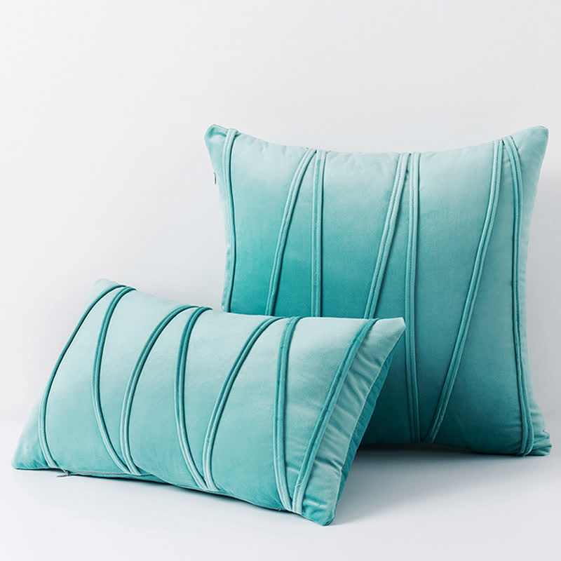 Housse de coussin décorative en velours doux à motif rayé