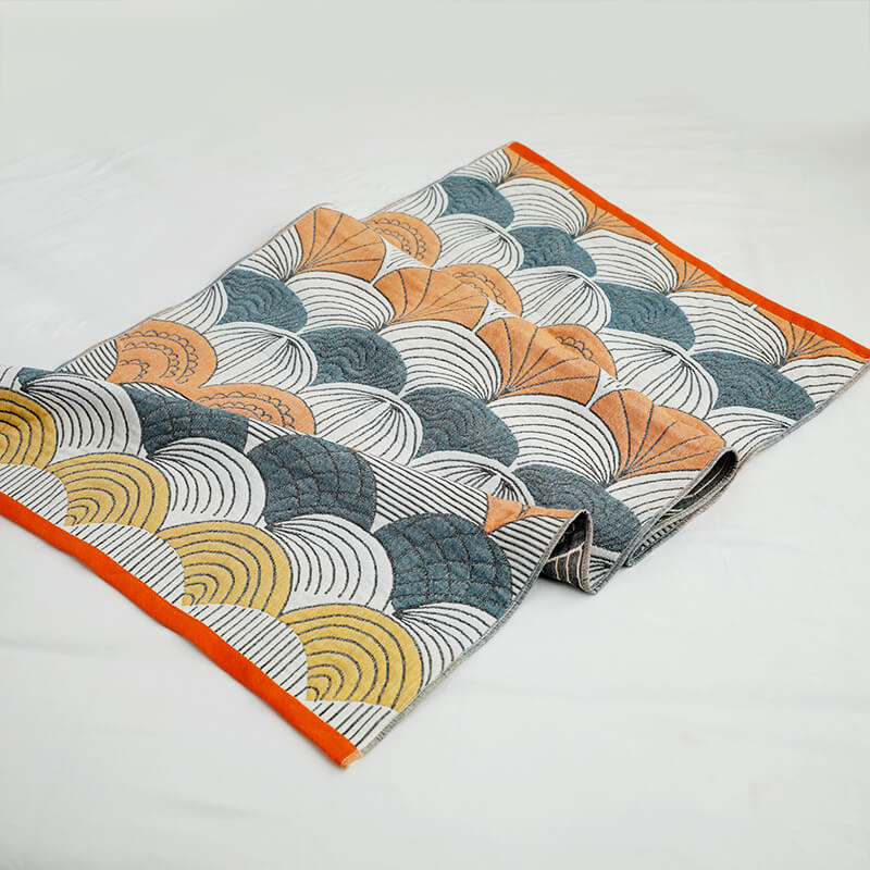 Serviette de plage Ownkoti en coton jacquard avec imprimé coquillage