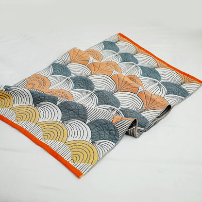 Serviette de plage Ownkoti en coton jacquard avec imprimé coquillage