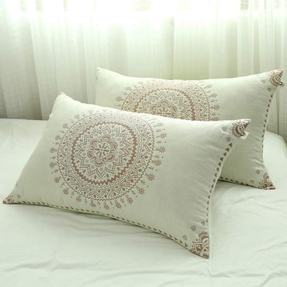 Housse de coussin en coton mandala avec patte de boutonnage (2 pièces)