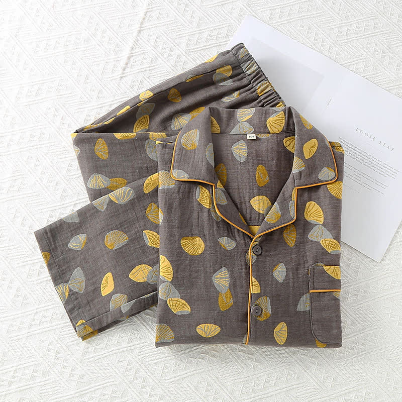 Ensemble pyjama de luxe en coton coquille avec revers
