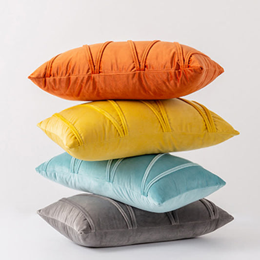 Housse de coussin décorative en velours doux à motif rayé