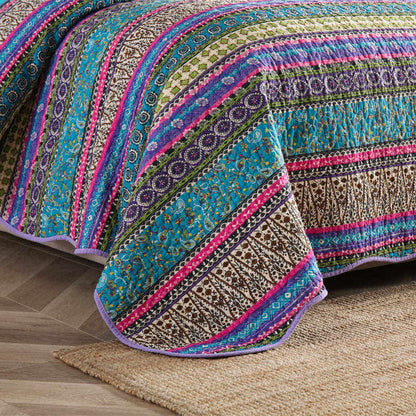 Couette rayée style jacquard avec taie d'oreiller