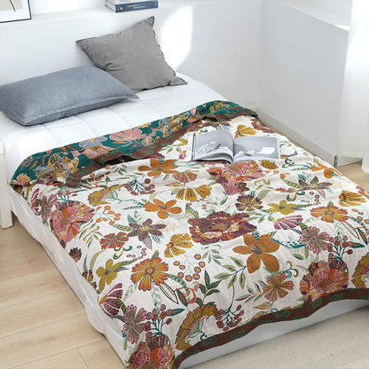 Couette réversible en coton à motif de fleurs luxuriantes Ownkoti