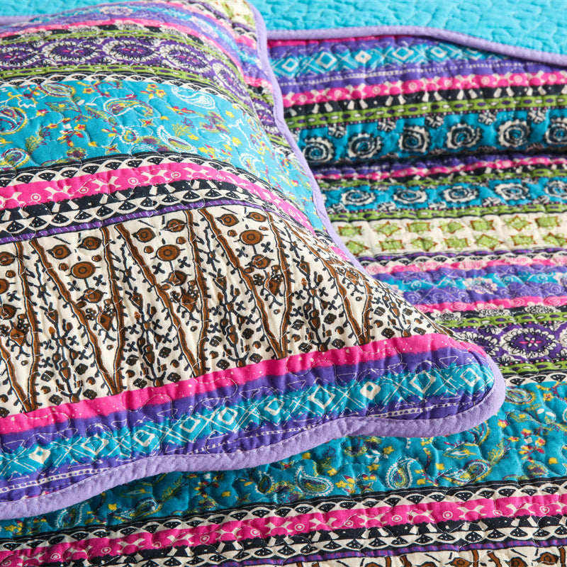 Couette rayée style jacquard avec taie d'oreiller