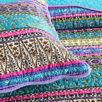 Couette rayée style jacquard avec taie d'oreiller